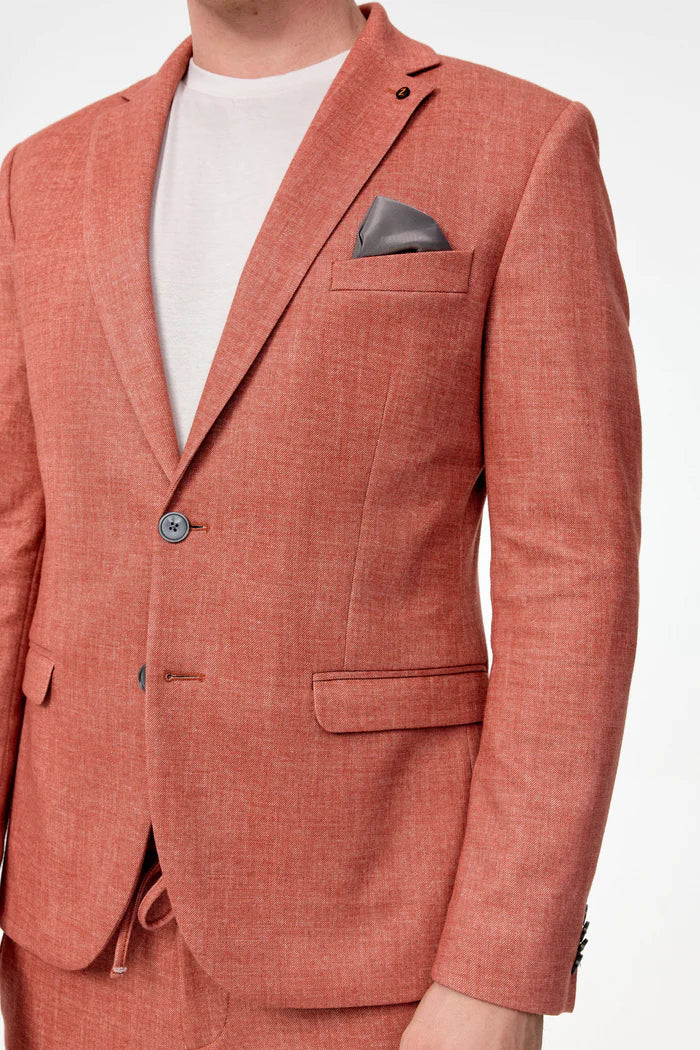 Brick red slim fit suit Zuitable - 221605/490